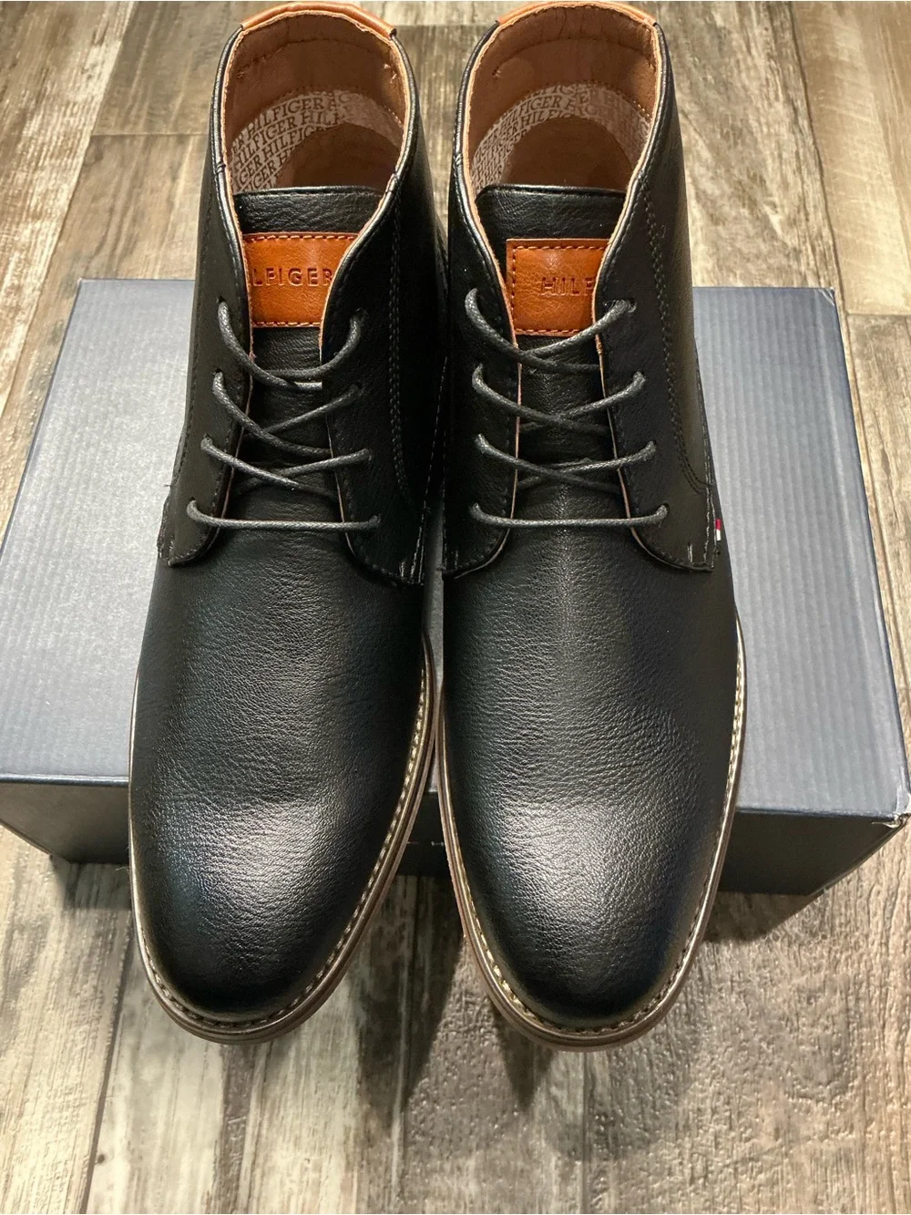 Tommy Hilfiger Black Chukka Boot with Brown Sole Trim Size 9